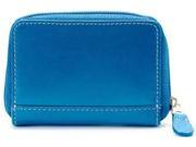 Winn Cowhide Napa Leather Zip Around Card Holder Blue