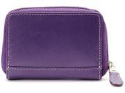 Winn Cowhide Napa Leather Zip Around Card Holder Purple