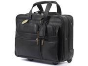 Claire Chase Vaquetta Leather Rolling Computer Briefcase Black