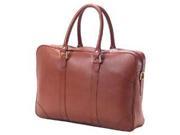 Clava Leather Slim Top Handle Briefcase Cognac