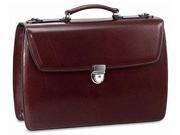 Jack Georges Elements Collection Triple Gusset Flap Over Briefcase Burgandy