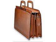Jack Georges Belting Leather Triple Gusset Top Zippered Briefcase