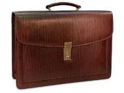 Jack Georges Belting Leather Double Gusset Flap Over Briefcase