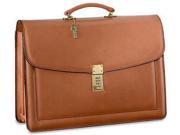 Jack Georges Belting Leather Triple Gusset Flapover Briefcase