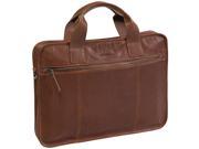 Johnston Murphy 1850 Leather Collection Slim Zippered Top Briefcase Cognac