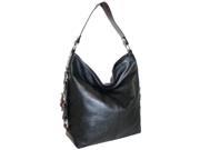 Punto Uno by Nino Bossi Handbags Bucket Bag with Belted Gusset Straps Black