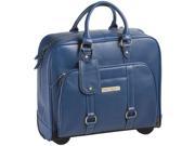 Clark Mayfield Hawthorne 17.3 Leather Rolling Laptop Bag Blue
