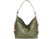 Waxed Classico Leather Violet Bloom Bucket Bag Green