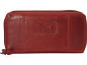 Manicini Ladies Double Zipper RFID Clutch Wallet Red