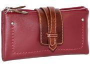Waxed Classico Leather Crisscross Double Zip Wallet Cabernet
