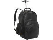 Leather Wheeled Backpack Black
