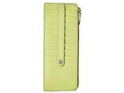 Audrey Leather Credit Card Case with Zipper Pocket Lime Dove