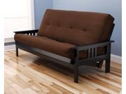 Woodbury Full Size Futon Sofa With Suede Innerspring Mattress Black Painted Hardwood Frame
