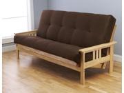 Woodbury Full Size Futon Sofa Natural Finish Hardwood Frame And Soft Suede Innerspring Mattress