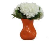 White Hydrangea in Orange Vase