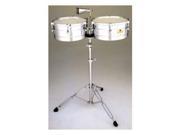 Latin Percussion 14 15 Caliente Steel Timbales w Tilt Stand Cowbell