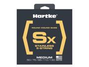 Hartke HSBSX550 Sx Premium Stainless Steel Bass Guitar 5 String Set Medium 50 130