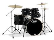 Pacific by DW PDP Mainstage 5 Piece Drum Set with Hardware Cymbals Black Metallic