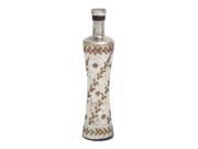 Woodland Import Glass Bottle Accented with Light Brown and White Pattern 27901