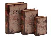 Woodland Import Leather Book Box with Vintage Design Set of 3 59378