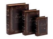 Woodland Import Faux Book Box with Dark Finish Set of 3 59381