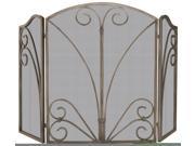 Uniflame 3 Fold Venetian Bronze Screen With Decorative Scrollwork S 1662