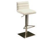 Pastel Furniture Dubai Hydraulic Barstool in Stainless Steel with White Veneer Back Upholstered in Ivory QLDB21922197867
