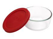Pyrex 1069619 2 Cup Round Bowl with Red Cover
