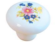 Ultra 1 .25 in. Round White Porcelain With Colored Wildflower Designers Edge Cabi