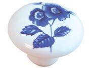 Ultra 1 .50in. Round White Porcelain With Blue Wildflower Designers Edge Cabinet