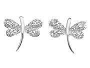 Plutus Brands 925 Sterling Silver Rhodium Finish CZ Dragon Fly Earrings e6479