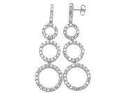 Plutus Brands 925 Sterling Silver Rhodium Finish Brilliant Pave Earrings e6342