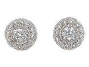 Plutus Brands 925 Sterling Silver Rhodium Finish CZ Antique Style Earrings e6547