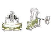 Plutus Brands 925 Sterling Silver Rhodium Finish Emerald Cut Fashion Pave Earrings e6334