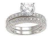 Plutus Brands 925 Sterling Silver Rhodium Finish CZ Solitaire Engagement Set Ring rs6644a