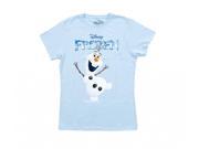 Disney Frozen Olaf Stand Logo Juniors Light Blue T Shirt