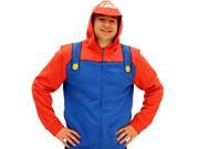 Nintendo Super Mario Bros Mario Adult Costume Zip Up Hoodie Sweatshirt