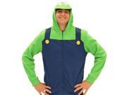 Nintendo Super Mario Bros Luigi Adult Costume Zip Up Hoodie Sweatshirt