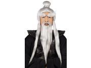 Adult Martial Arts Japanese Ninja Master Sensei Wig Beard Long Hair Costume Set
