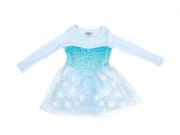 Frozen I Am Elsa Girls Long Sleeve Glitter Blue Dress