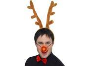Christmas Reindeer Brown Antlers Nose Bowtie Costume Accessory Set