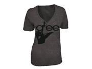 Glee Hand Charcoal Gray V Neck Acid Wash Juniors T shirt Tee