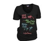 Junk Food Dr. Seuss One Fish Two Fish V-Neck Charoal Black Juniors T-shirt Tee