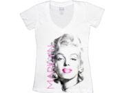 Marylin Monroe Pink Lips White Juniors V Neck T shirt