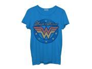 Junk Food Wonder Woman Logo Juniors Blue T Shirt