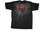 Superman Super Steel Red Foil Print Black Youth T shirt