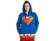 DC Comics Superman Royal Blue Adult Costume Hoodie Zip Up Jacket Sweatshirt