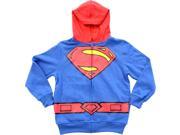 Superman Logo Boys Blue Zip Up Costume Hoodie Sweatshirt