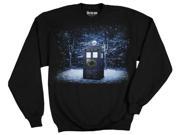 Doctor Who Snow TARDIS Adult Black Sweatshirt Fleece