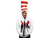 Dr. Seuss The Cat in the Hat White Adult Costume Hooded Hoodie with Attached Hat